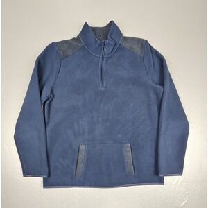 Brooks Brothers Qt Zip Pullover Mens Large Blue Fleece Sweater Preppy Casual